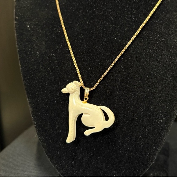 Jewelry - Carved Ivory Dog Pendant with Chain